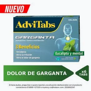ADVITABS GARGANTE EUCALIP Y MENTOL 6TBS