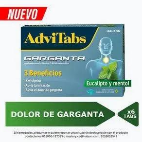 ADVITABS GARGANTE EUCALIP Y MENTOL 6TBS
